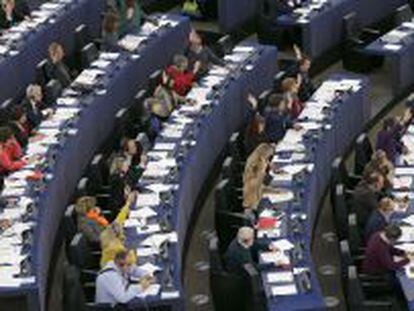 Miembros del Parlamento Europeo durante una votaci&oacute;n.