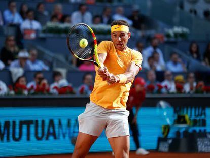 Nadal en el partido de cuartos de final del Mutua Madrid Open 2018