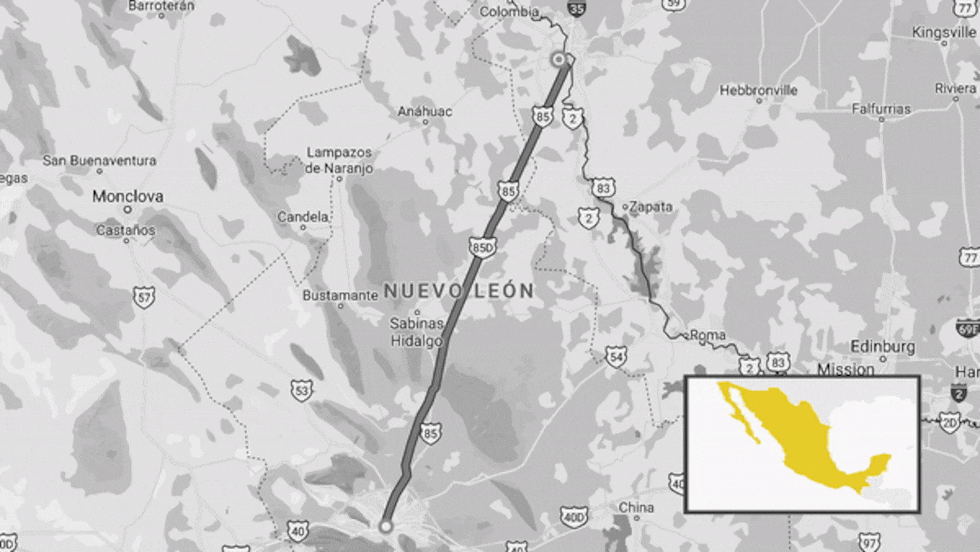Alerta roja en la carretera de Monterrey a Nuevo Laredo el gobernador