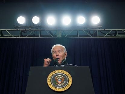 Joe Biden en un mitin en Joliet, Illinois, este sábado.