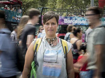 Adriana Martín, aquest mes de juliol, a la plaça Catalunya.