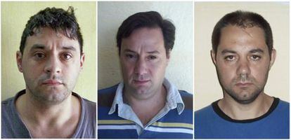 De izquierda a derecha, Víctor Schillaci, Martín Lanatta y Christian Lanatta, los tres sicarios que se fugaron el pasado domingo.