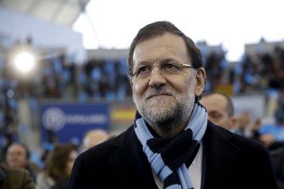 El president Mariano Rajoy arribant al míting de campanya de diumenge a Las Rozas.