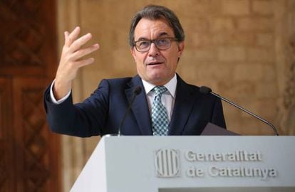 Artur Mas, durant la seva compareixença avui al Palau de la Generalitat.