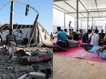 El antes y el después del ataque a un centro de migrantes en Trípoli