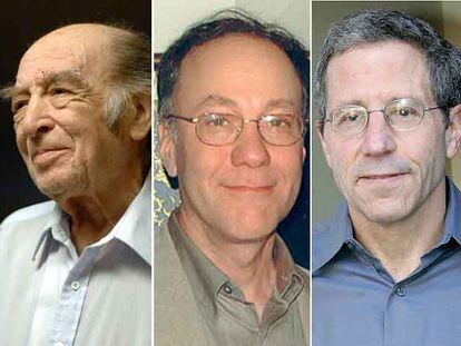 Leonid Hurwicz, Roger B. Myerson y Eric S. Maskin, galardonados con el Nobel de Economía 2007.