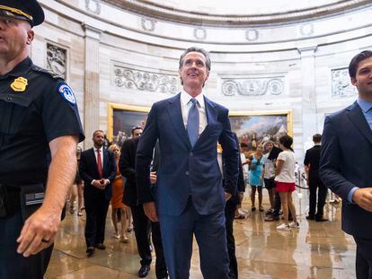 El gobernador de California, Gavin Newsom, de visita en el Capitolio de Washington, el pasado 15 de julio.