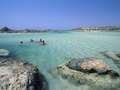 La playa de Elafonisi, en Creta.