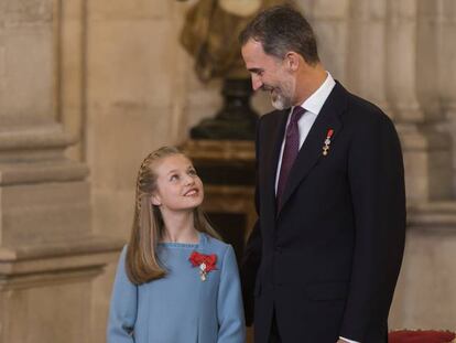 El Rey y la princesa Leonor, durante el acto.