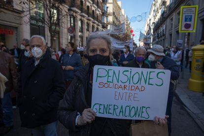 Protesta por las calles de Madrid, este sábado. 