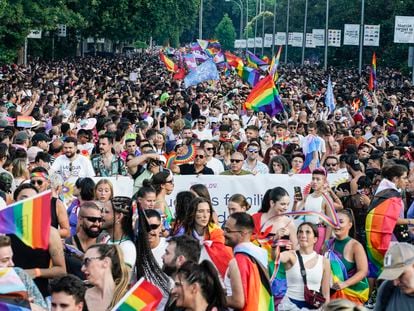 Manifestación del Orgullo de Madrid el sábado 1 de julio de 2023.
