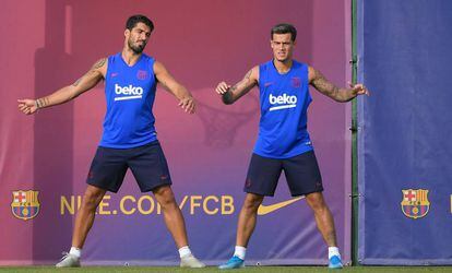 Luis Suárez y Coutinho, en un entrenamiento del Barcelona.