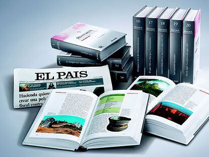 Una muestra de algunos de los volúmenes que componen la Historia Universal de EL PAÍS.