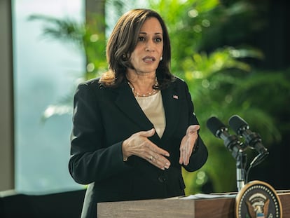 La vicepresidenta de Estados Unidos, Kamala Harris, el 8 de junio en Ciudad de México.