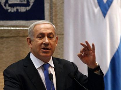 Netanyahu, durante su discurso.
