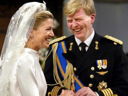 El entonces príncipe heredero de Holanda, Guillermo Alejandro, durante su boda con la argentina Máxima Zorreguieta en Ámsterdam, Holanda, el 2 de febrero de 2002.