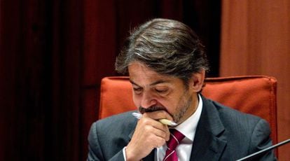 Oriol Pujol, en su comparecencia en el Parlament el pasado julio para rendir cuentas por el 'caso Palau'.