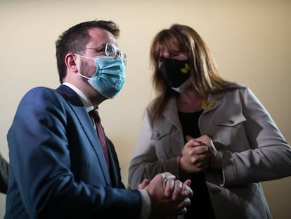 Aragonès y Borràs el pasado día 4 tras una reunión entre Junts y ERC.