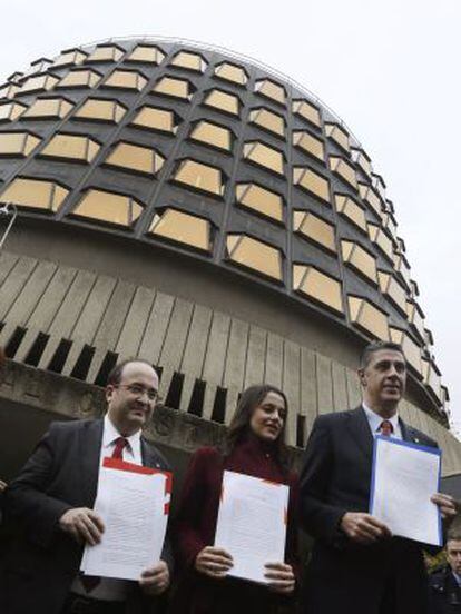 Iceta, Arrimadas y Albiol, el miércoles.