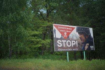 Advertencia de la presencia de zonas minadas en la zona de exclusión de Chernóbil.