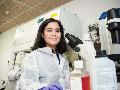 Priscila Kosaka, investigadora química del proyecto, en el Instituto de Micro y Nanotecnología del CSIC.
