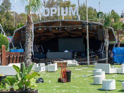 La discoteca Opium de Marbella (Málaga), este lunes tras el tiroteo.