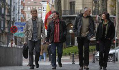 Rufi Etxeberria, Asier Arraitz, Joseba Permach y Marije Fullaondo, ayer en Bilbao.