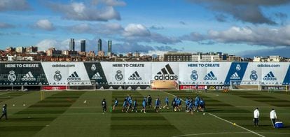 Entrenamiento del Madrid, este miércoles en Valdebebas.