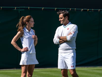 Kate Middleton y Roger Federer, en Wimbledon.