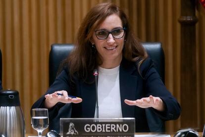 La ministra de Santidad, Mónica García, este viernes en el Congreso.