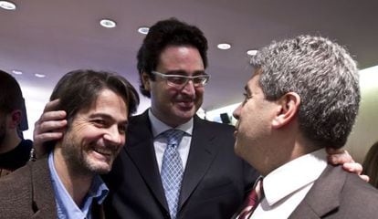 De izquierda a derecha: Oriol Pujol, David Madí y Francesc Homs