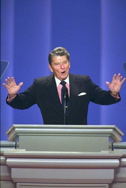Ronald Reagan en la convención republicana de 1992