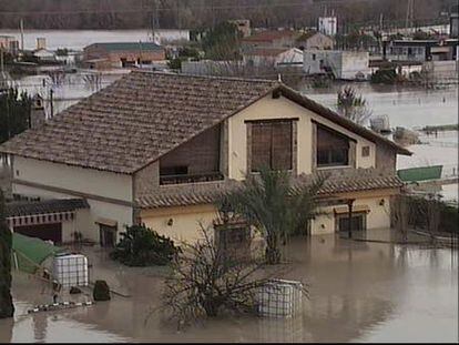 Villafranca de Córdoba anegado por la crecida del río Guadalquivir