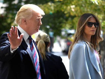 El president Donald Trump i la seva dona Melania a la sortida de l'església aquest diumenge a Washington.
