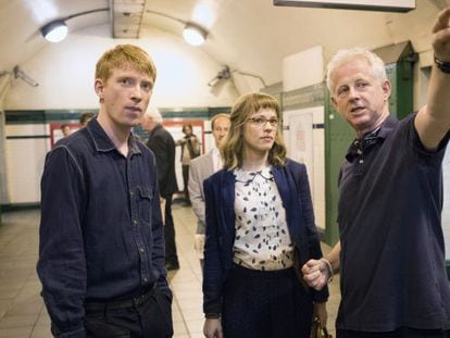 Dowhnall Gleeson, Rachel McAdams y Richard Curtis, en el rodaje.