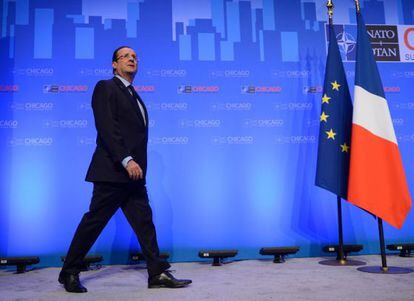 El presidente franc&eacute;s, Fran&ccedil;ois Hollande, durante la cumbre de la OTAN en Chicago. 