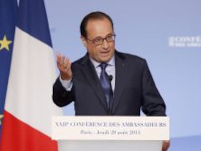 El presidente de Francia, Francois Hollande, en el Palacio del El&iacute;seo en Par&iacute;s, Francia.  