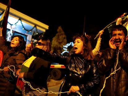 Algunos manifestantes en diciembre pasado, en La Rinconada, en La Paz (Bolivia).