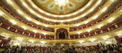 Vista interior del Teatro Bolshoi de Mosc&uacute;. 