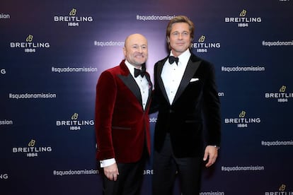 El nuevo CEO de Breitling Georges Kern y el actor Brad Pitt.