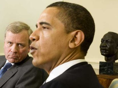 Barack Obama y Jaap de Hoop Scheffer, en el Despacho Oval de la Casa Blanca.