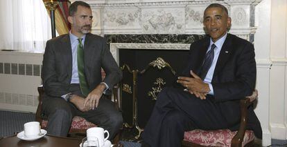 Felipe VI y Barack Obama durante una reunión en Nueva York en la Cumbre sobre el Clima.