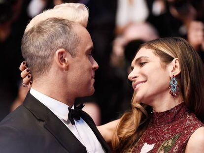 Robbie Williams y Ayda Field en el Festival de Cannes de 2015. 