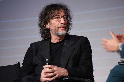 El autor Neil Gaiman, durante la presentación de novedades de Amazon Prime Video en Londres.