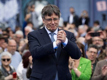 Carles Puigdemont en la presentación de su candidatura a las elecciones del 12 de mayo.