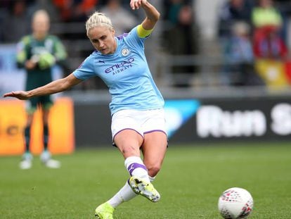 La capitana del Manchester City, Steph Houghton, esta temporada en la Súper Liga inglesa. 