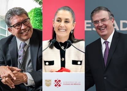 De izquierda a derecha, Ricardo Monreal, Claudia Sheinbaum y Marcelo Ebrard.