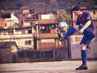 Messi en una calle de R&iacute;o de Janeiro en el videojuego