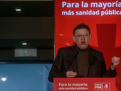 El secretario general del PSPV y presidente de la Generalitat, Ximo Puig, en el acto por la sanidad pública del pasado sábado en Valencia.