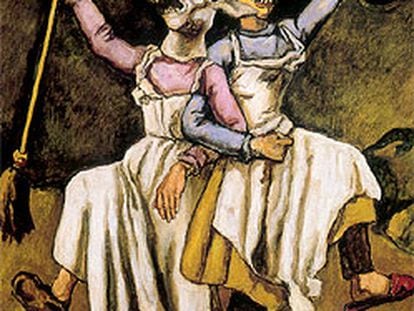 &#39;Máscaras bailando del brazo&#39; (1938), óleo de José Gutiérrez Solana, perteneciente a la Fundación Mapfre Vida.
